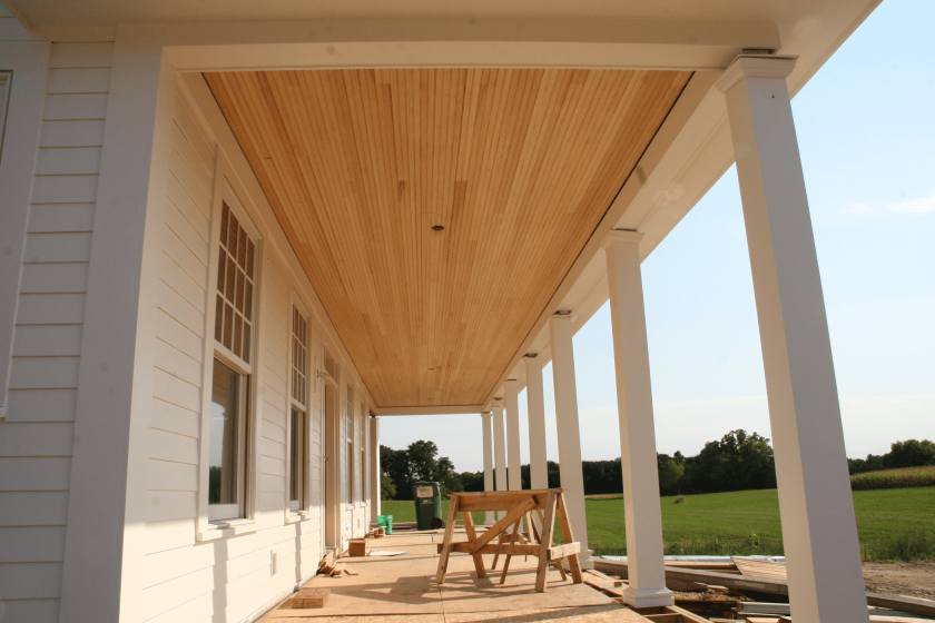 Cedar tongue and groove porch ceiling