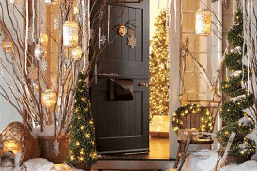 Front porch christmas lights ideas