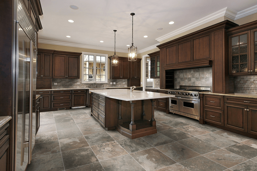 Grey ceramic kitchen floor tiles