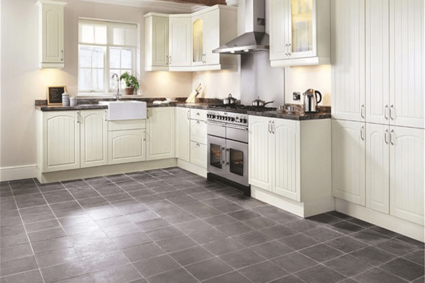 Image: captainwalt.com Grey slate porcelain tile kitchen flooring