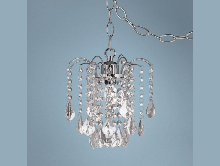 Mini swag plug in crystal chandelier antique
