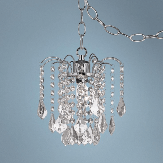 Mini swag plug in crystal chandelier antique