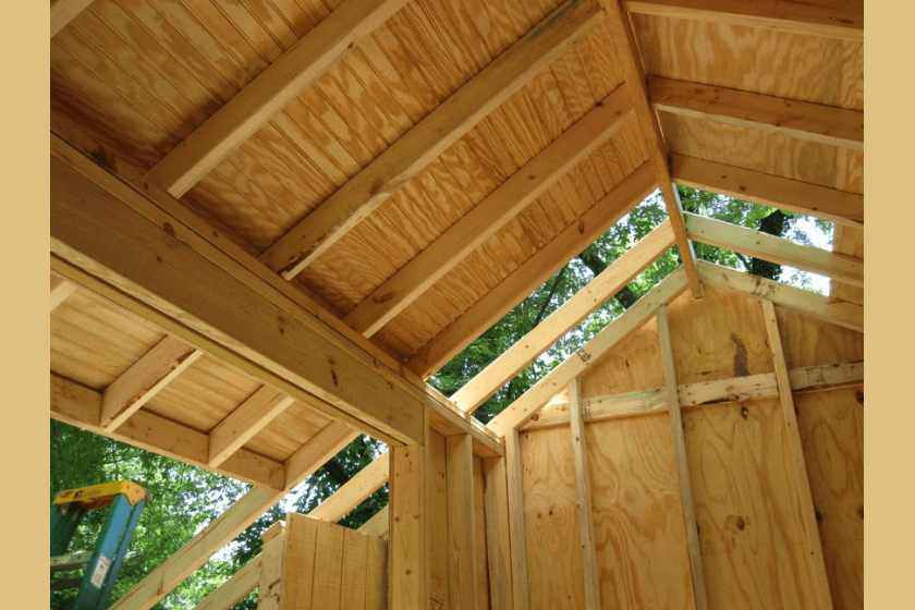 Plywood porch ceiling