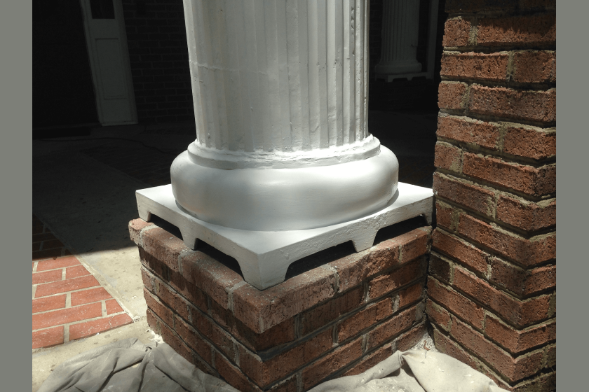 Porch column base rotted repaired