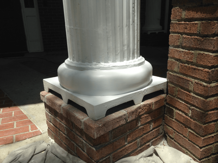 Porch column base rotted repaired