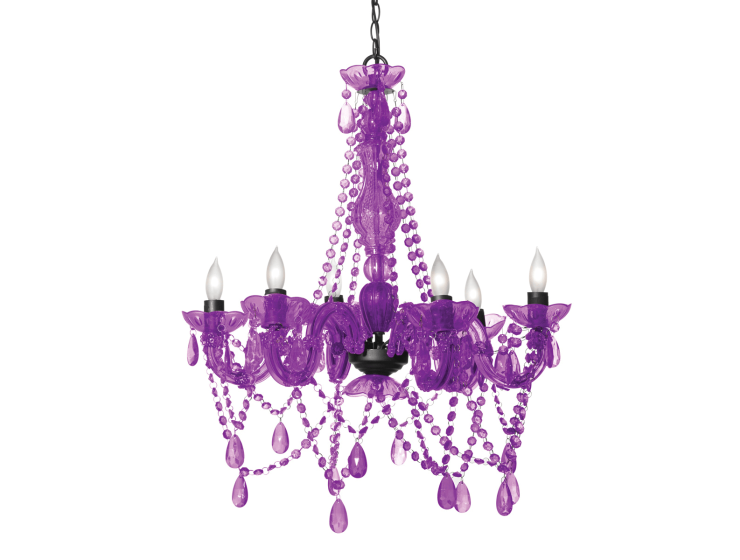 Purple plug in chandelier