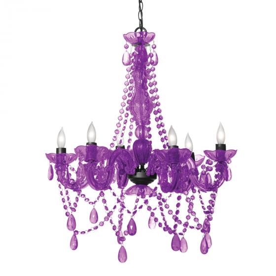 Purple plug in chandelier