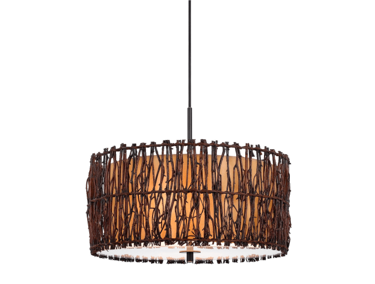 Wooden pendant light plug in drum chandelier fixture