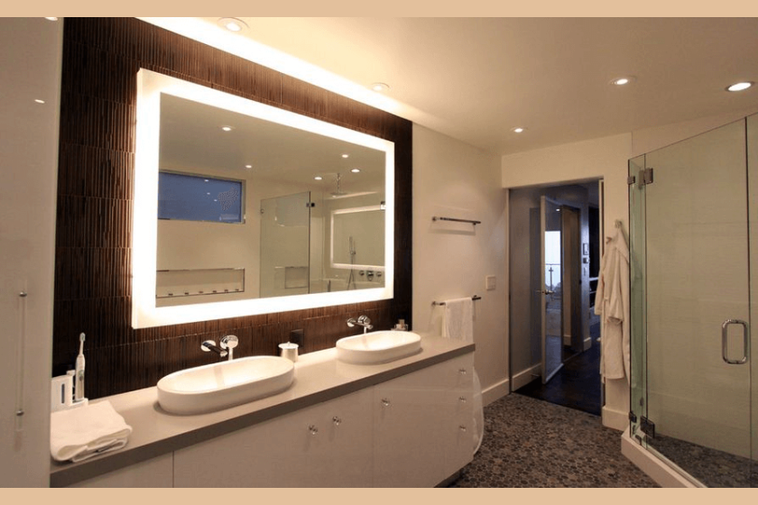 Bathroom vanity mirror with built in lights