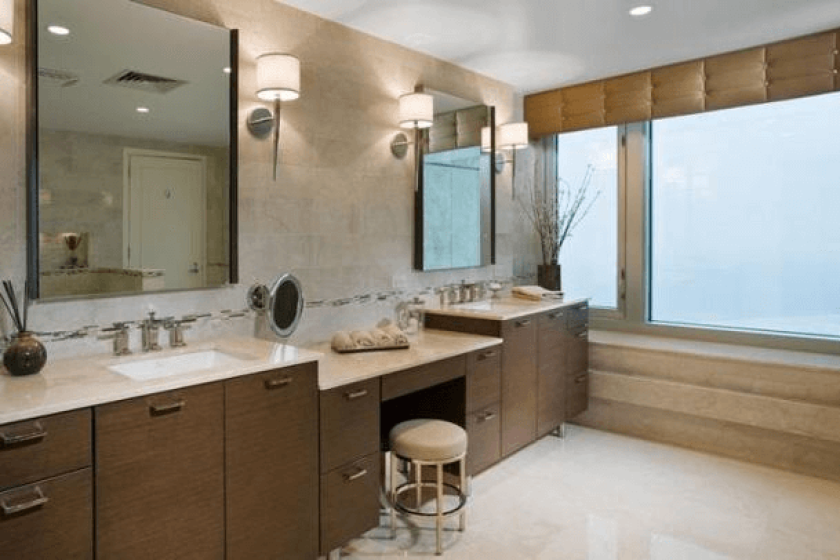 Bathroom vanity table and chair
