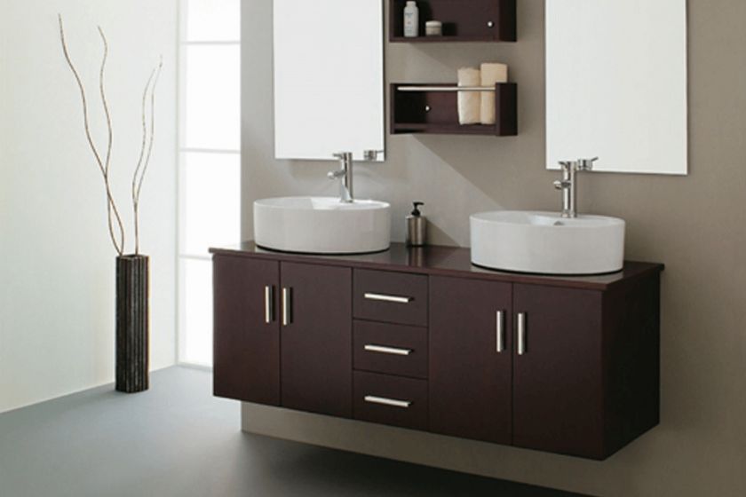 Bathroom vanity with double sink