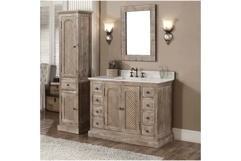 Bathroom vanity with matching mirror