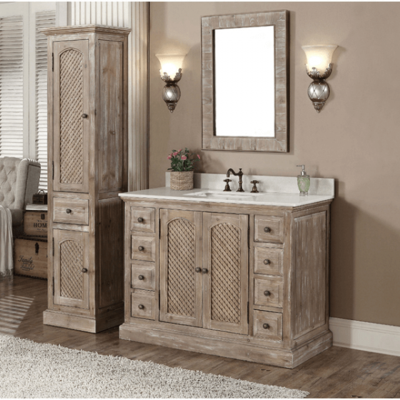 Bathroom vanity with matching mirror
