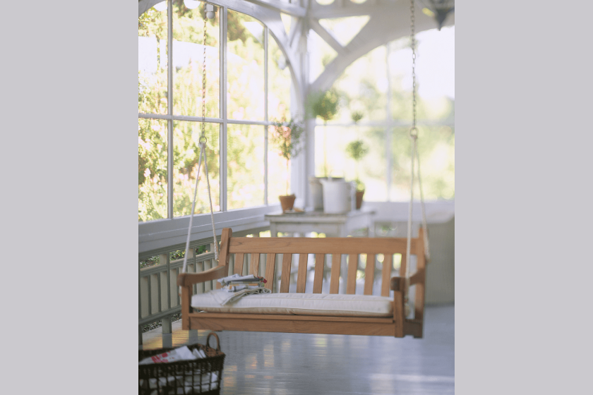 Front porch bench swing