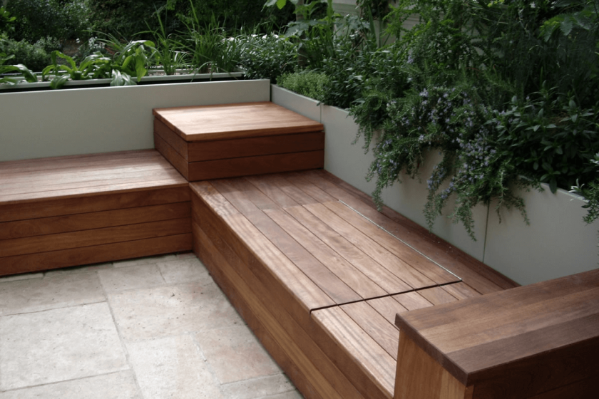 Porch bench with storage