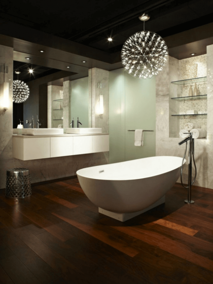 3. Modern and contemporary chandelier bathroom design