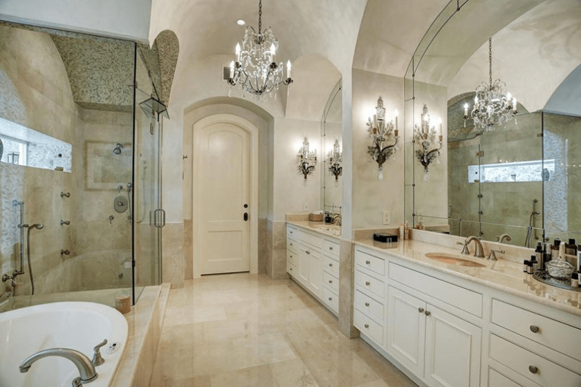 5. Crystal chandelier bathroom lighting