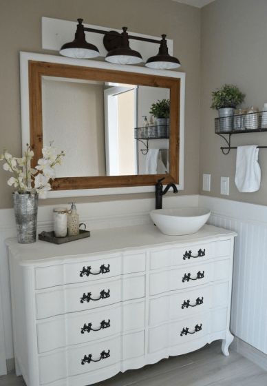 Farmhouse mini chandelier for bathroom lighting over mirrors