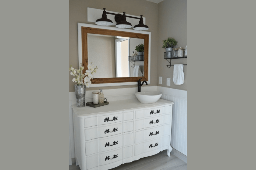 Farmhouse mini chandelier for bathroom lighting over mirrors