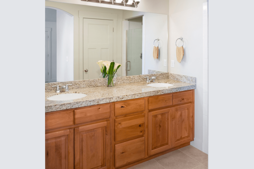 Unfinished knotty alder bathroom vanity