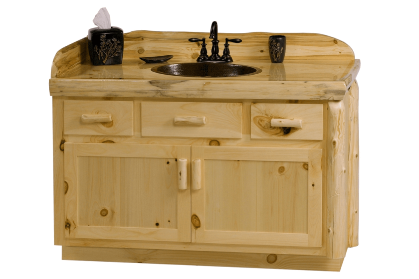 Unfinished pine bathroom vanity with top sink