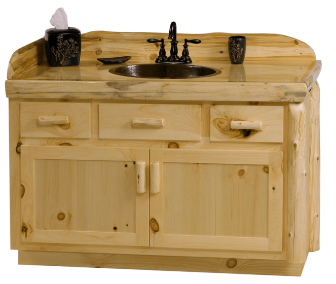 Unfinished pine bathroom vanity with top sink